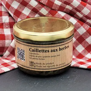 Caillette aux herbes artisanale en bocal, préparée par la Boucherie Vigne & Fils à Montélimar